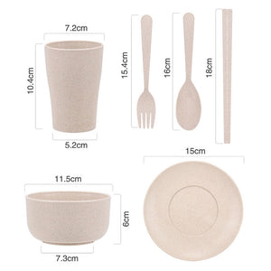 6Pcs /Set Baby Food Wheat Straw Eco-Friendly Tableware Solid Cute Dish Kid Plate Bowl Children Bowl Plate Dinnerware NTY0020