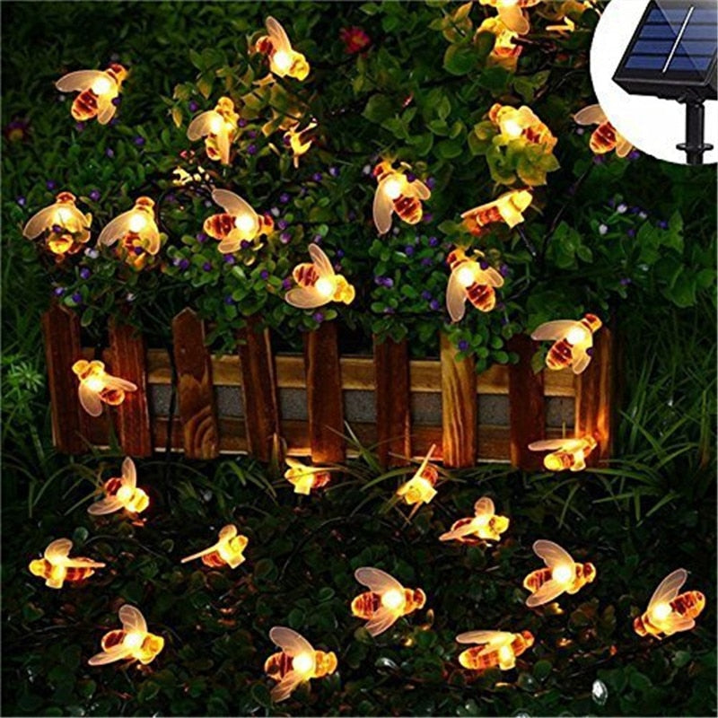 Solar Powered Cute Honey Bee LED String Fairy Lights