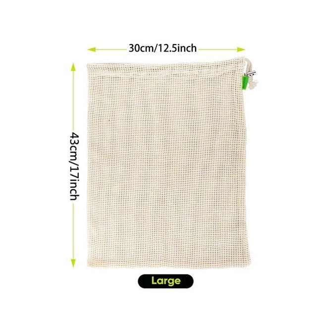 Eco-Friendly  100% Organic Cotton Vegetable Fruit Bag / Storage Bag Reusable Produce Bags